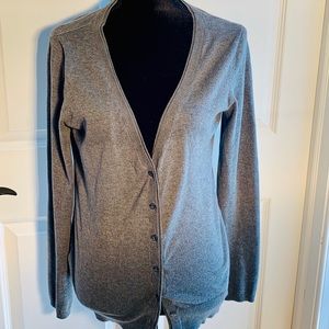 Grey LOFT V-Neck Button Down Cardigan